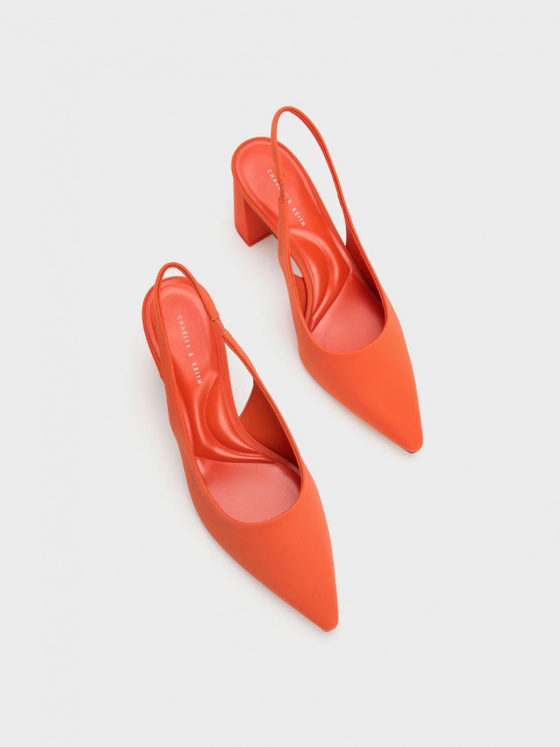 Charles & Keith Trapeze Heel Slingback Pumps Oransje | ZPRSX0158