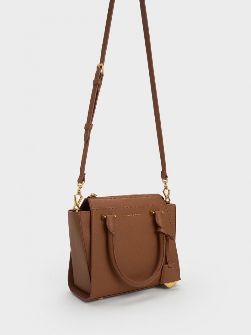 Charles & Keith Trapeze Tote Veske Sjokolade | PKNIE7842