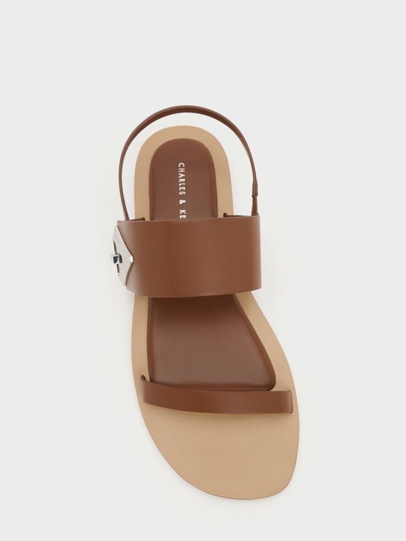 Charles & Keith Trice Double Sandaler Med Reim Brune | TCZVP9372