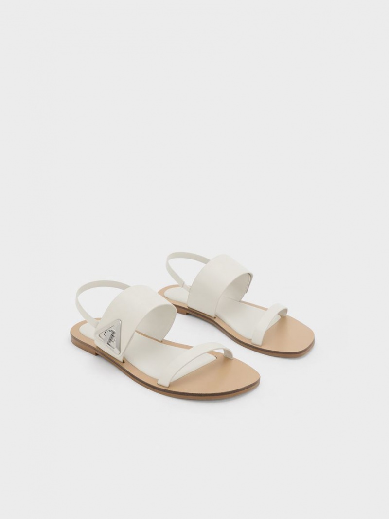 Charles & Keith Trice Double Sandaler Med Reim Hvite | BQVFH7946