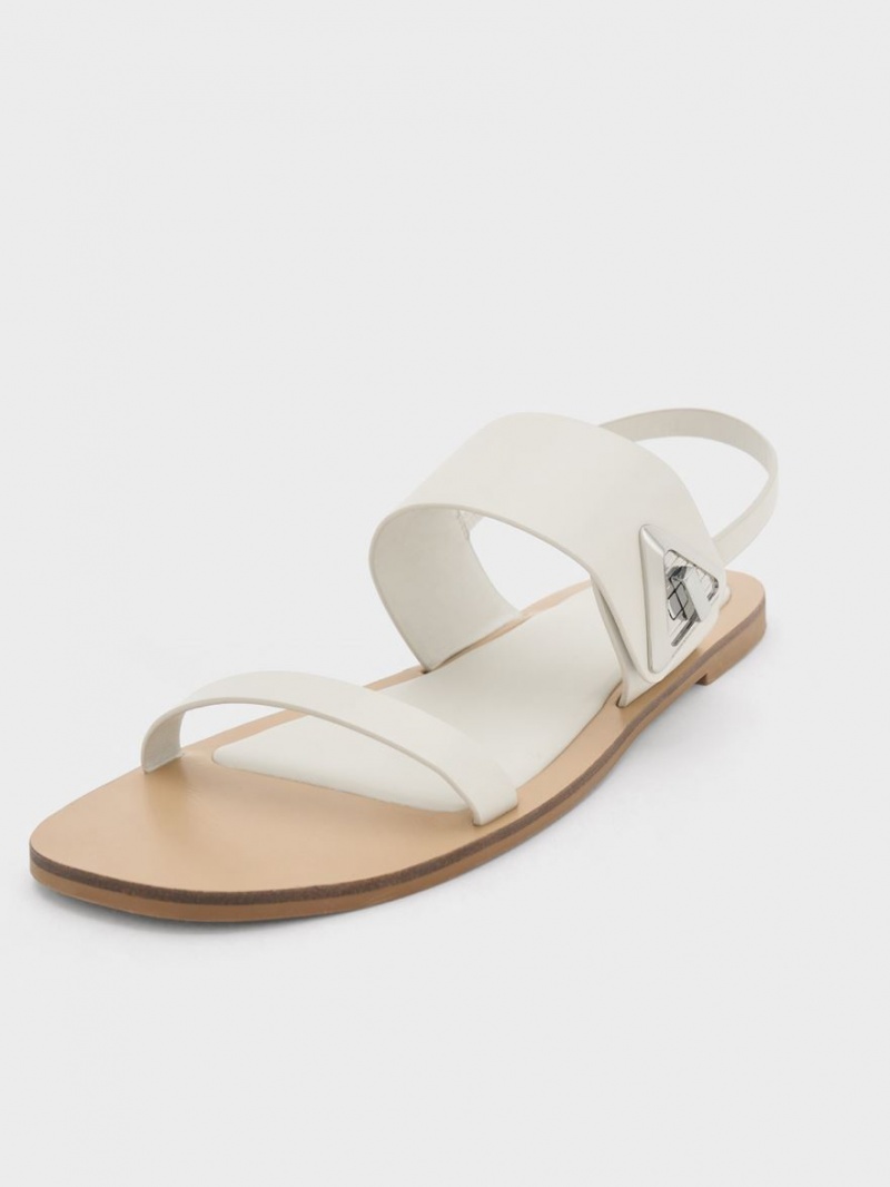 Charles & Keith Trice Double Sandaler Med Reim Hvite | BQVFH7946