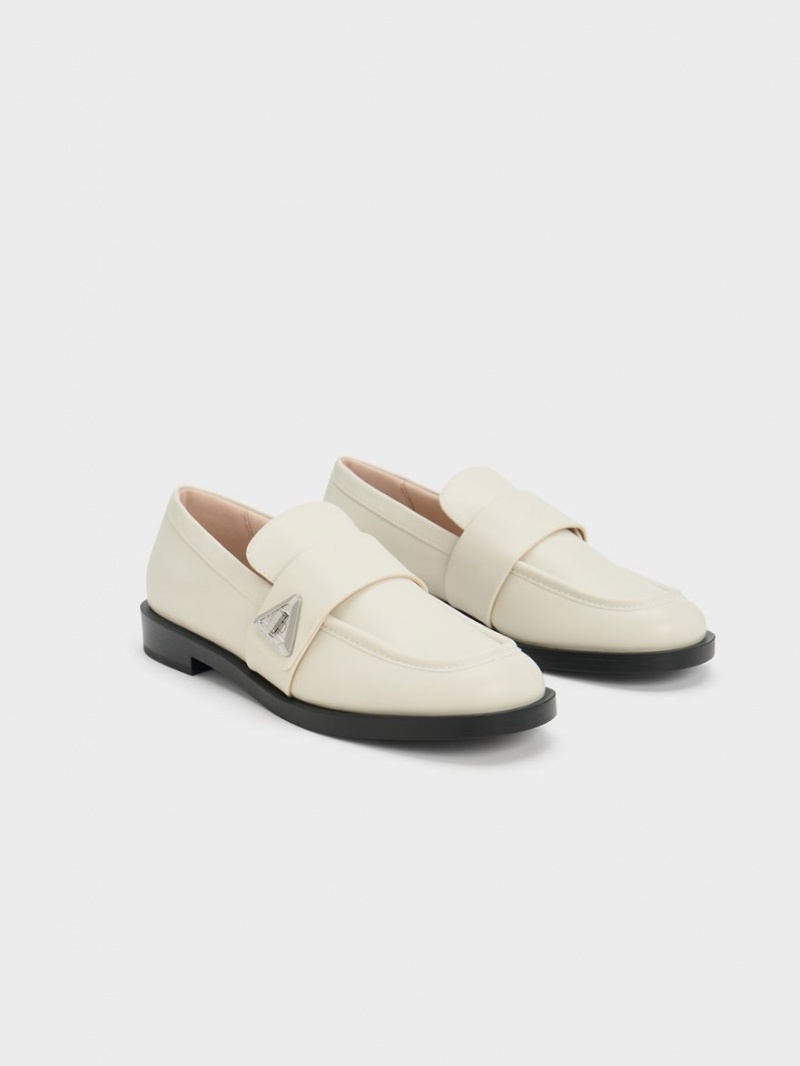 Charles & Keith Trice Metallic Accent Loafers Hvite | GPWTV6350