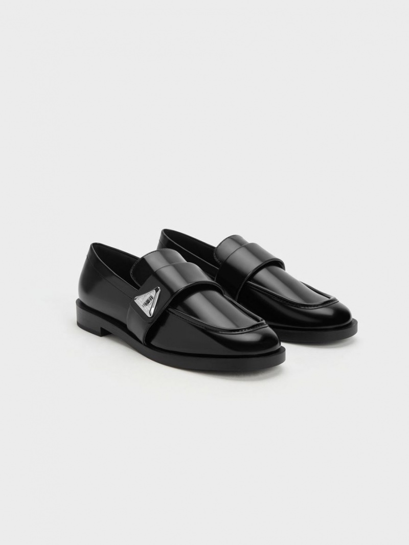 Charles & Keith Trice Metallic Accent Loafers Svarte | QDXIW3106