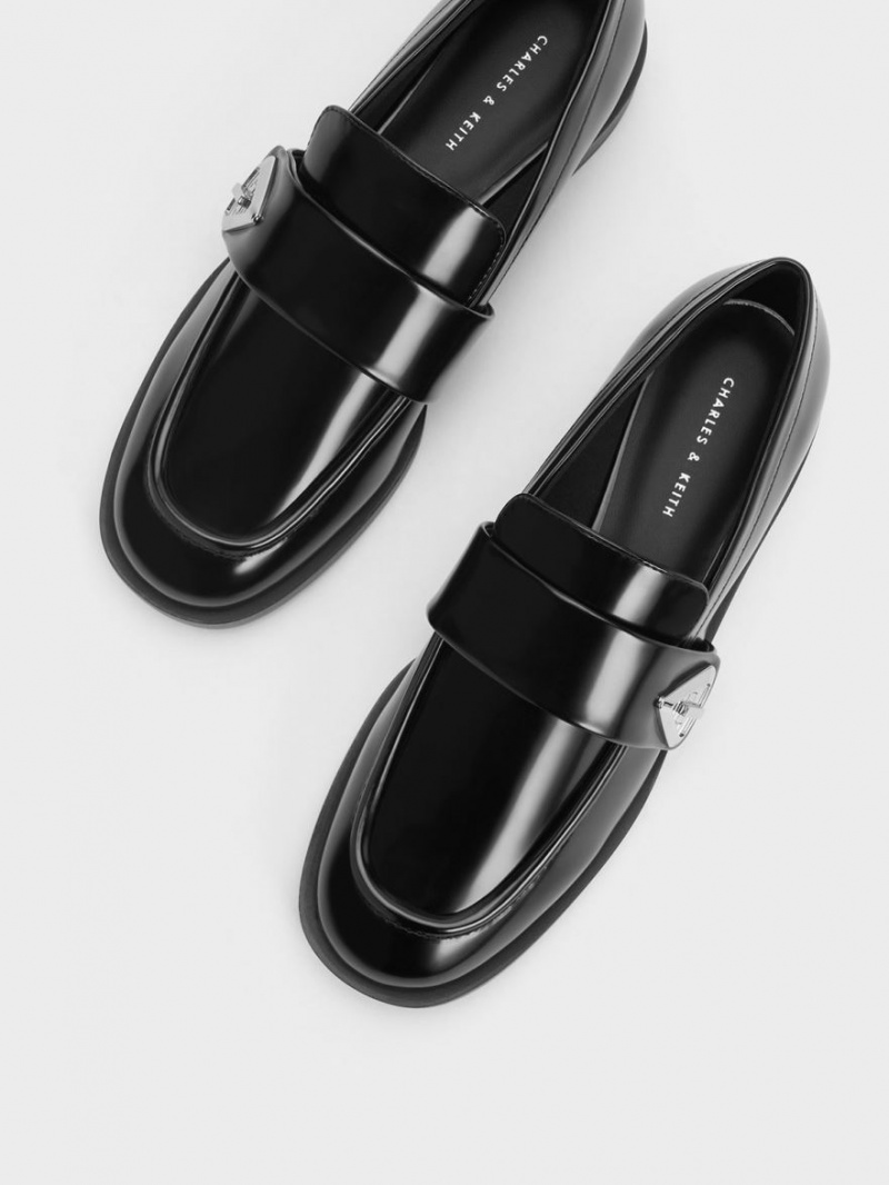 Charles & Keith Trice Metallic Accent Loafers Svarte | QDXIW3106