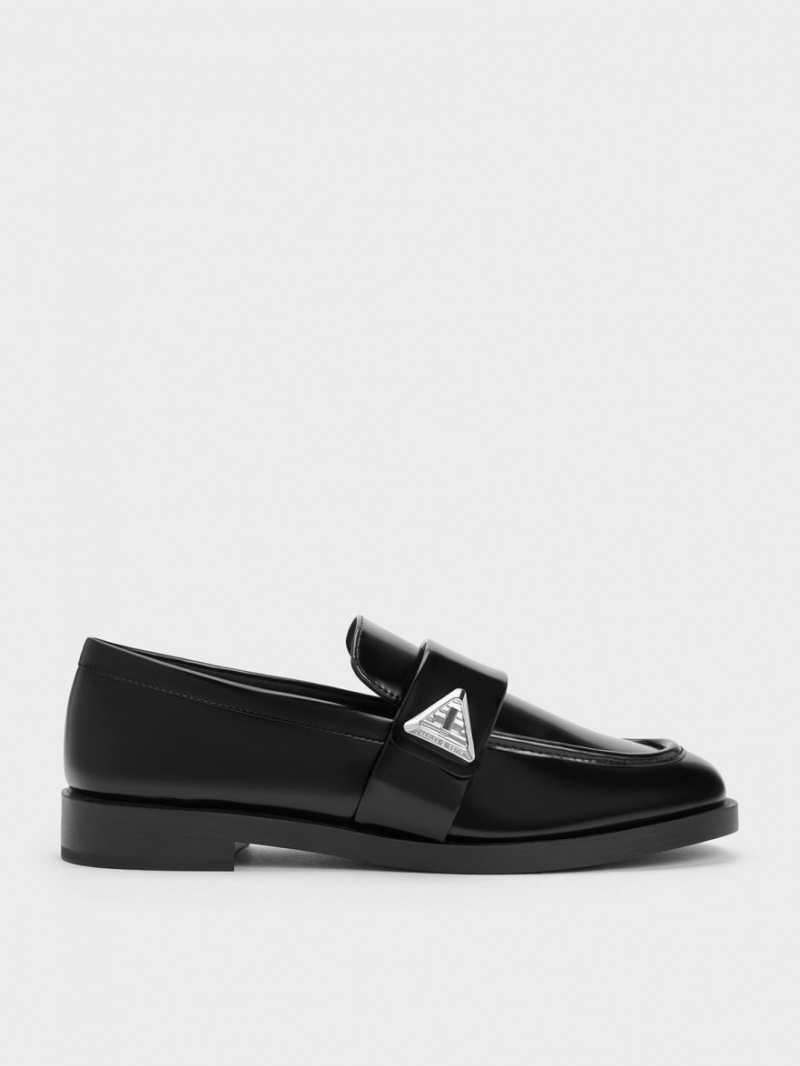 Charles & Keith Trice Metallic Accent Loafers Svarte | QDXIW3106