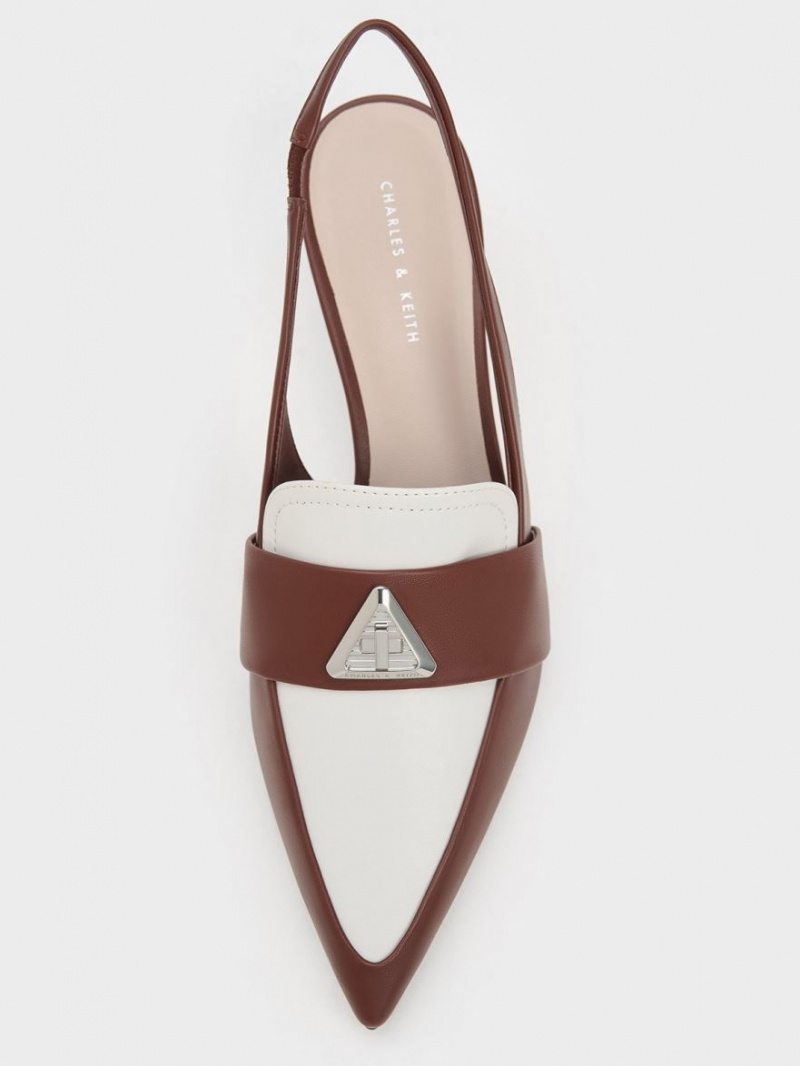 Charles & Keith Trice Metallic Accent Pointed-Tå Slingback Pumps Brune | IXHDS7319