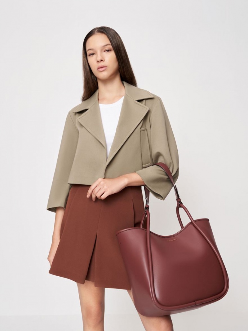 Charles & Keith Tubular Slouchy Tote Veske Sjokolade | SAJBR3195