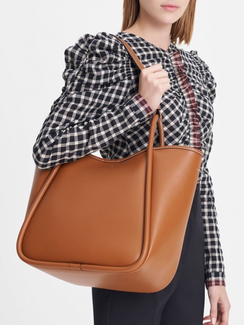 Charles & Keith Tubular Slouchy Tote Veske Brune | ZAVTL1937