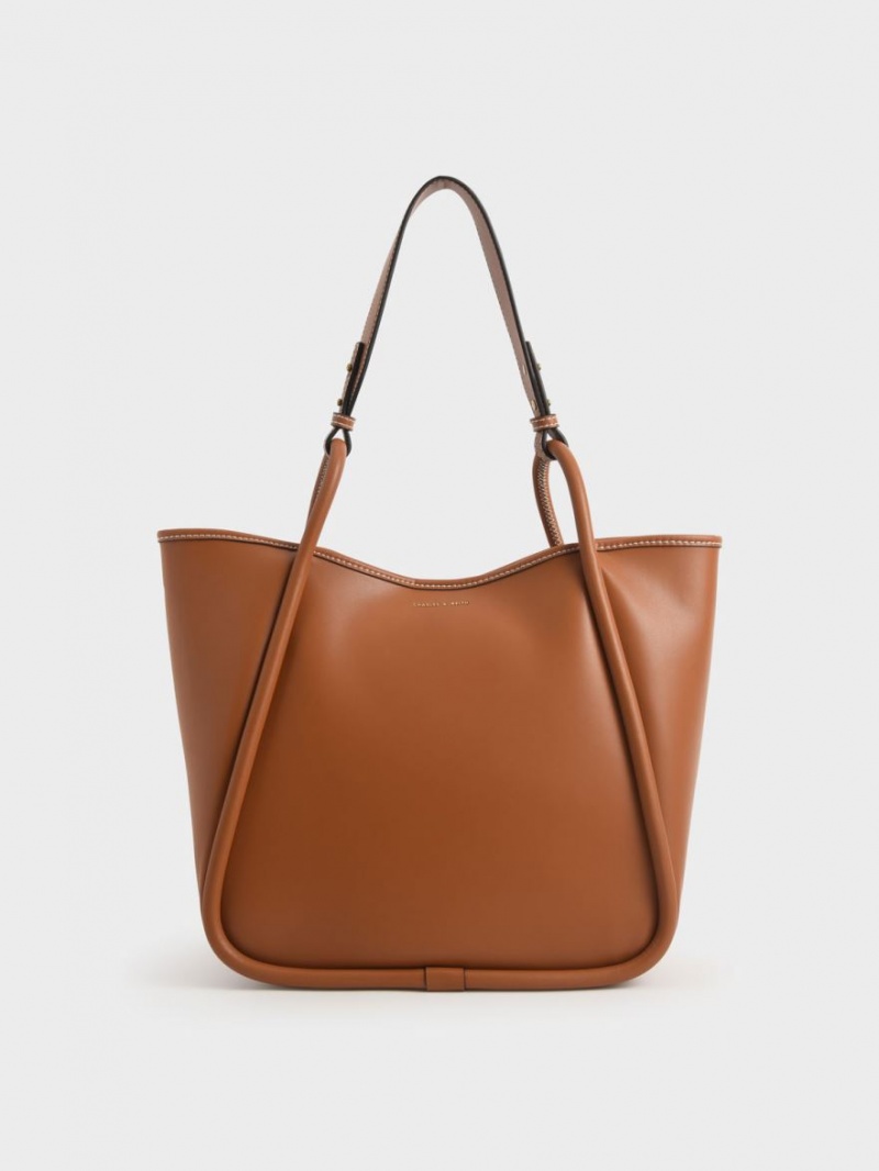 Charles & Keith Tubular Slouchy Tote Veske Brune | ZAVTL1937