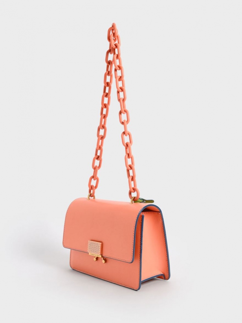 Charles & Keith Twisty Skulderveske Oransje | ZTUDO0389