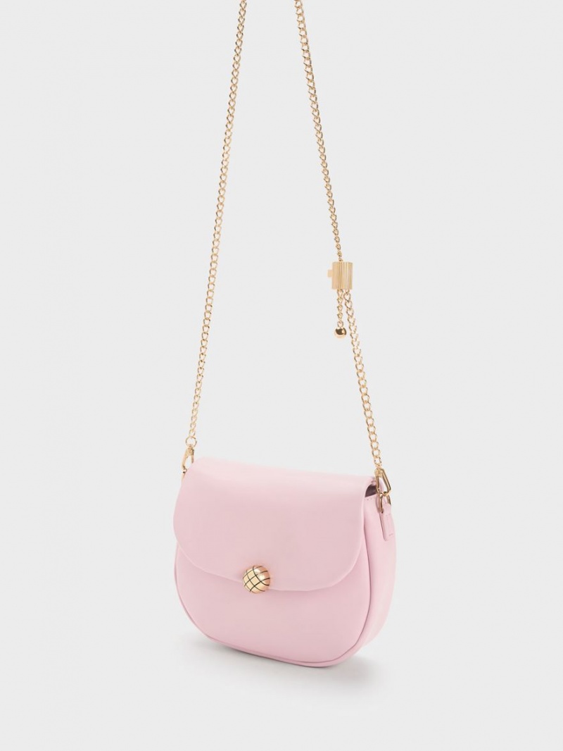 Charles & Keith Vattert Ball Curved Crossbody Veske Rosa | XOBEG2410