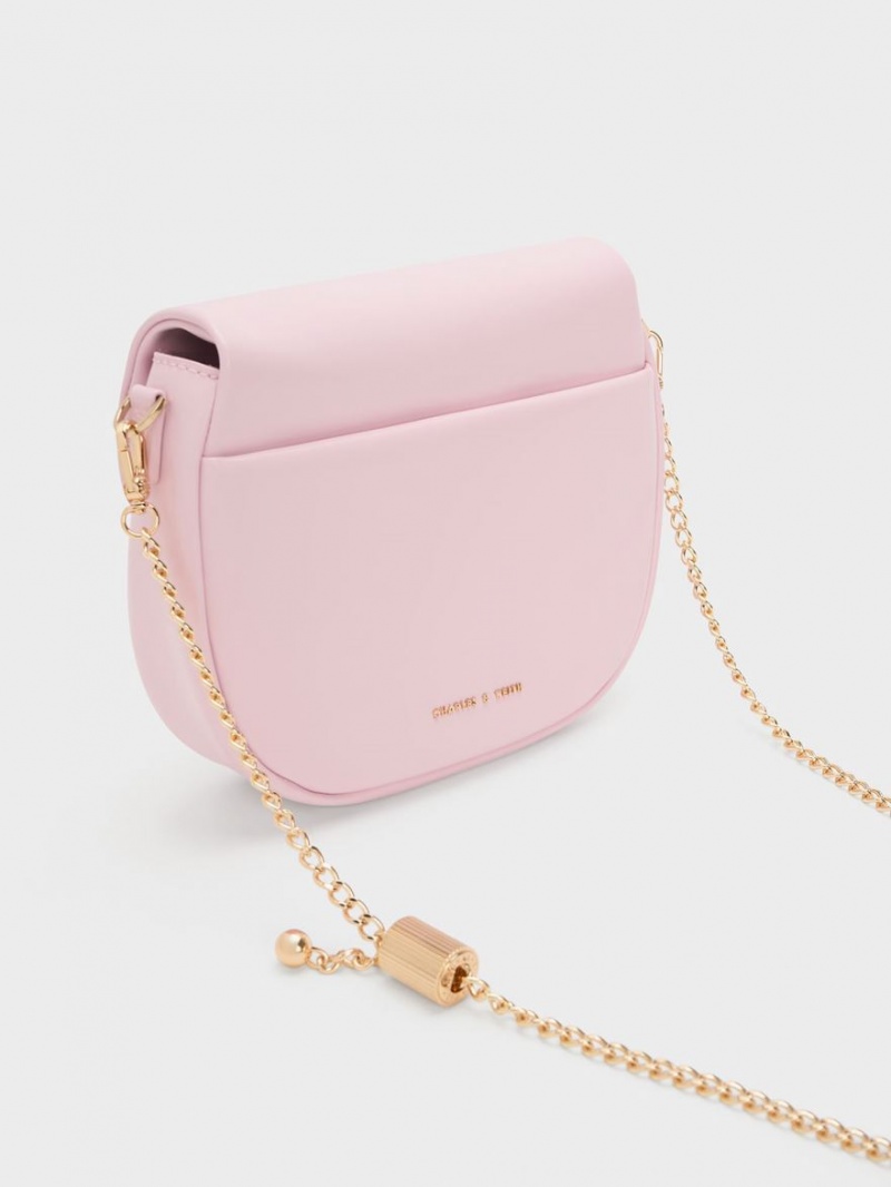 Charles & Keith Vattert Ball Curved Crossbody Veske Rosa | XOBEG2410