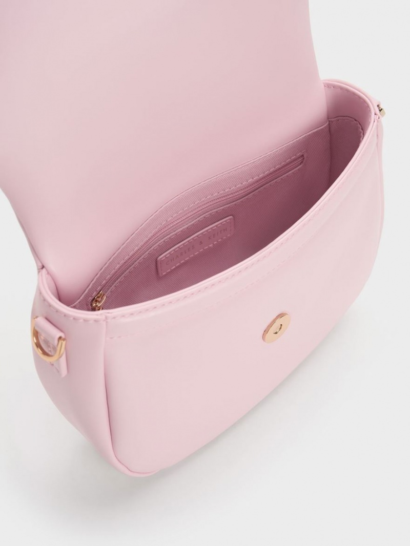 Charles & Keith Vattert Ball Curved Crossbody Veske Rosa | XOBEG2410