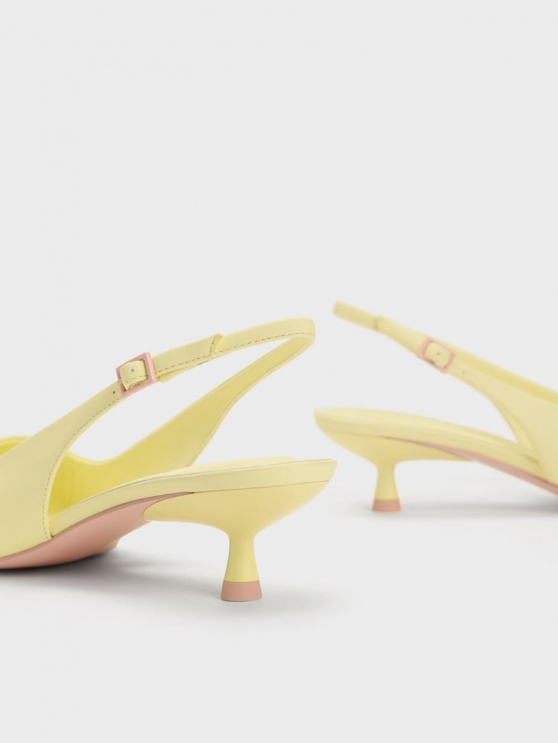 Charles & Keith Vita Square-Tå Slingback Pumps Gul | LTGXY7816