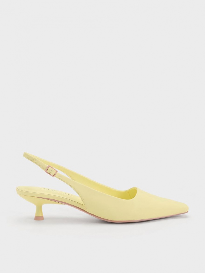 Charles & Keith Vita Square-Tå Slingback Pumps Gul | LTGXY7816