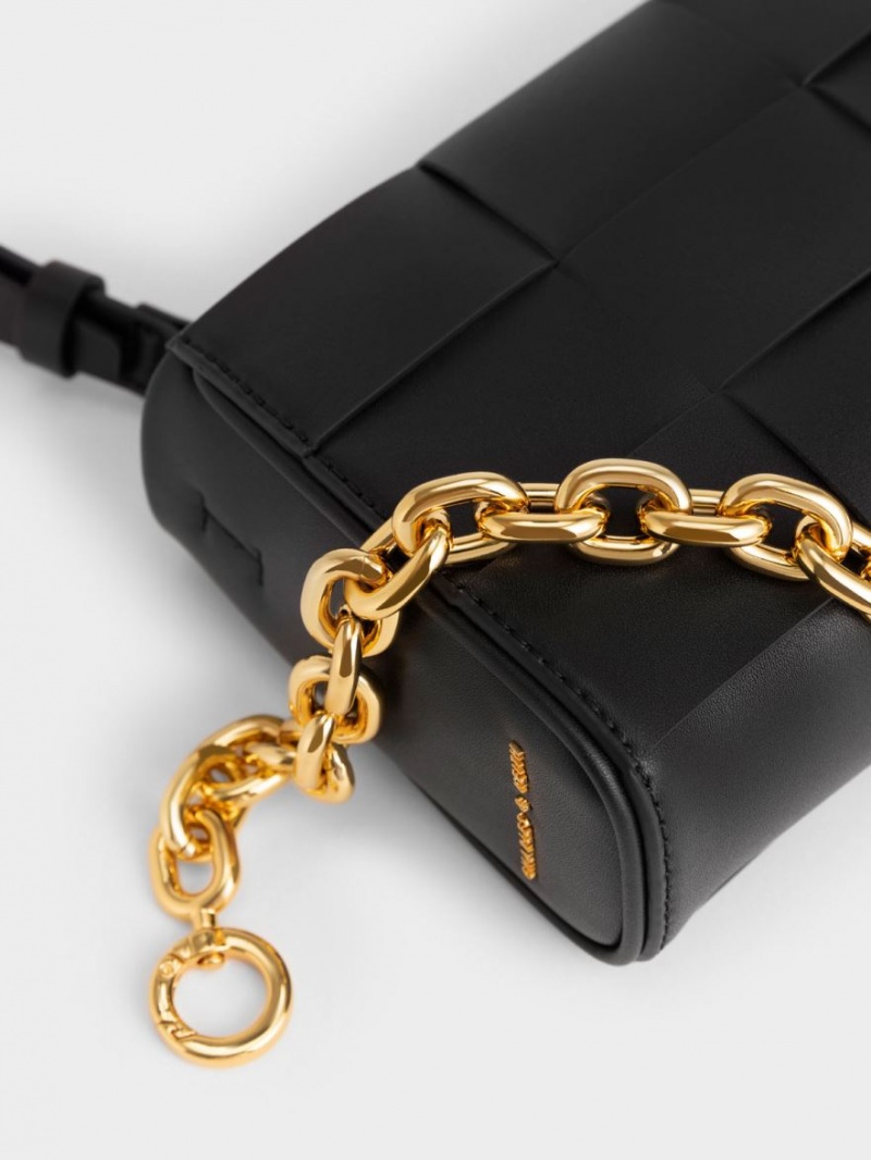 Charles & Keith Woven Chain Håndveske Svarte | QDLMS2580