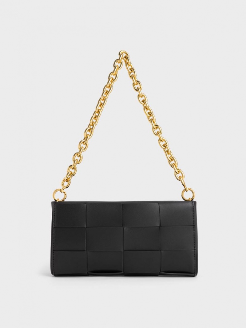 Charles & Keith Woven Chain Håndveske Svarte | QDLMS2580