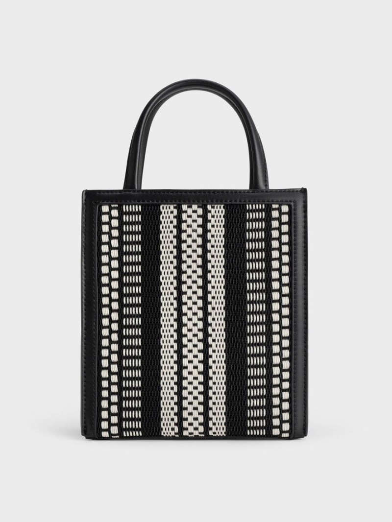 Charles & Keith Woven Double Handle Tote Veske Svarte | TLXOZ9035