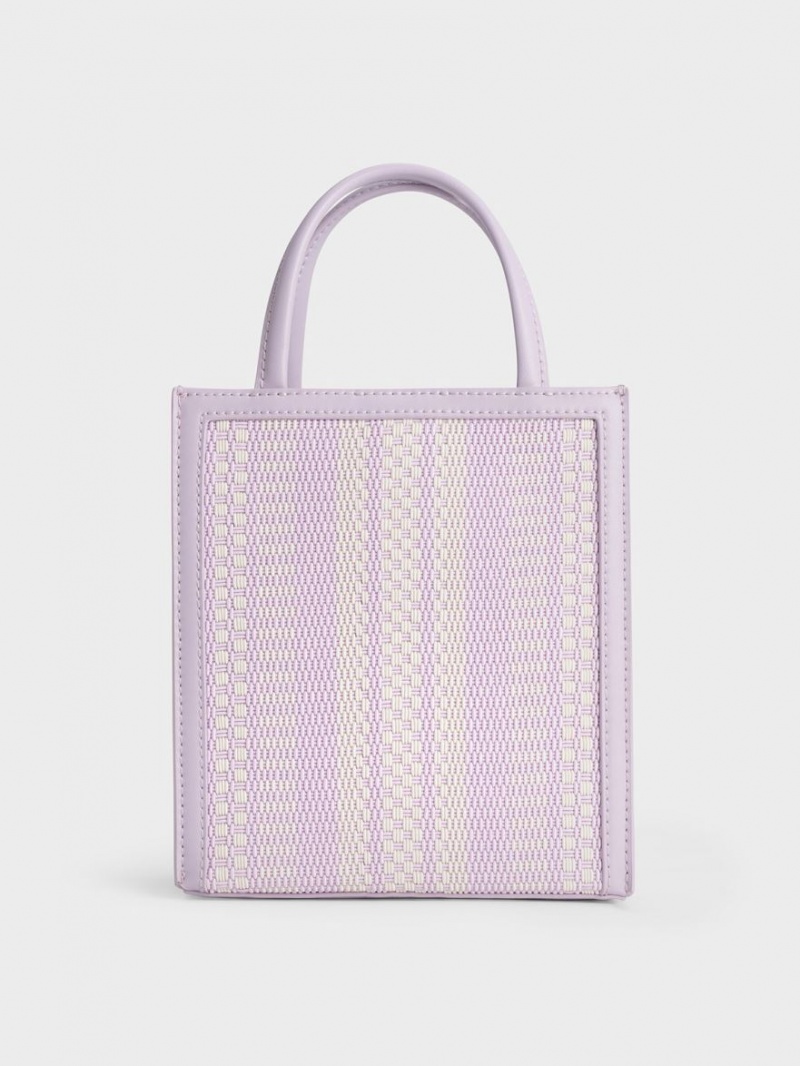 Charles & Keith Woven Double Handle Tote Veske Lilla | JKTSG1364