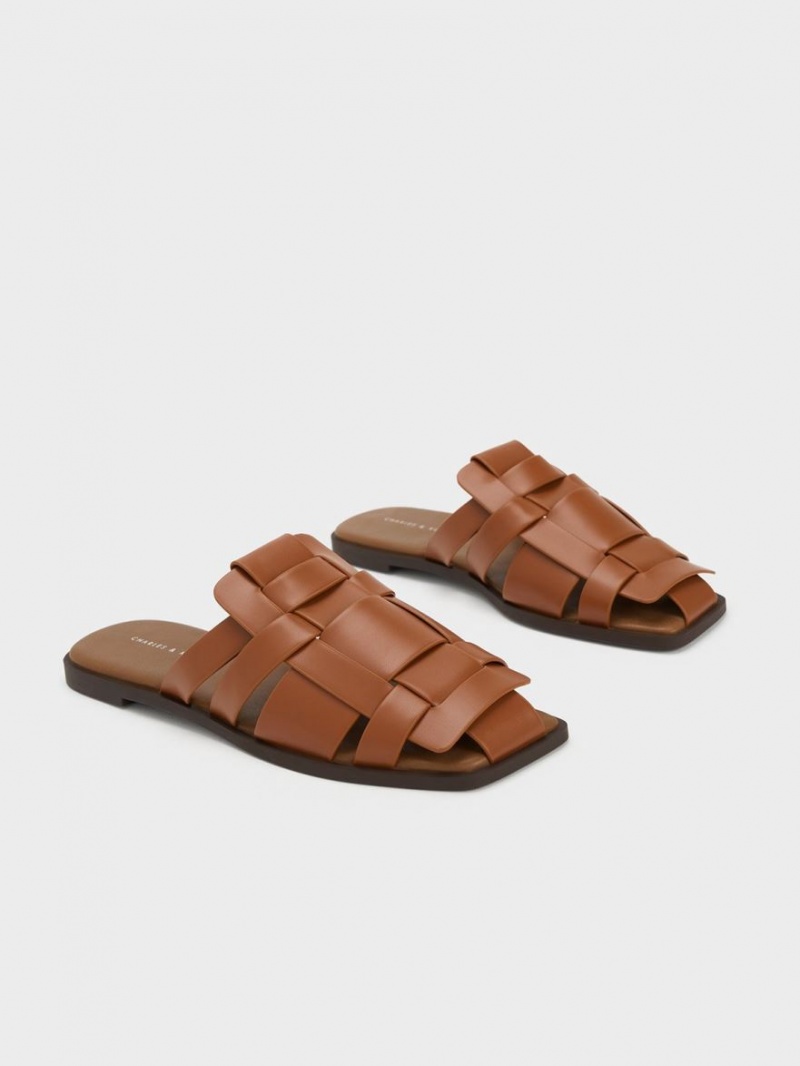 Charles & Keith Woven Flate Mules Sko Brune | MGROU4905