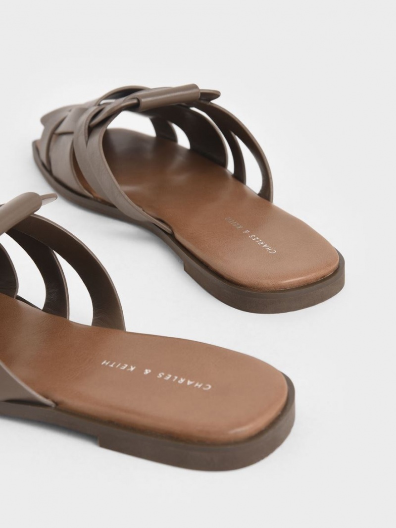 Charles & Keith Woven Flate Mules Sko Mørke Brune | ZVMCR6143