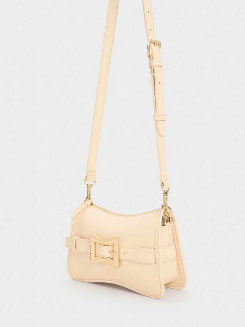 Charles & Keith Xanthe Chunky Chain Skulderveske Beige | NPIQF3012