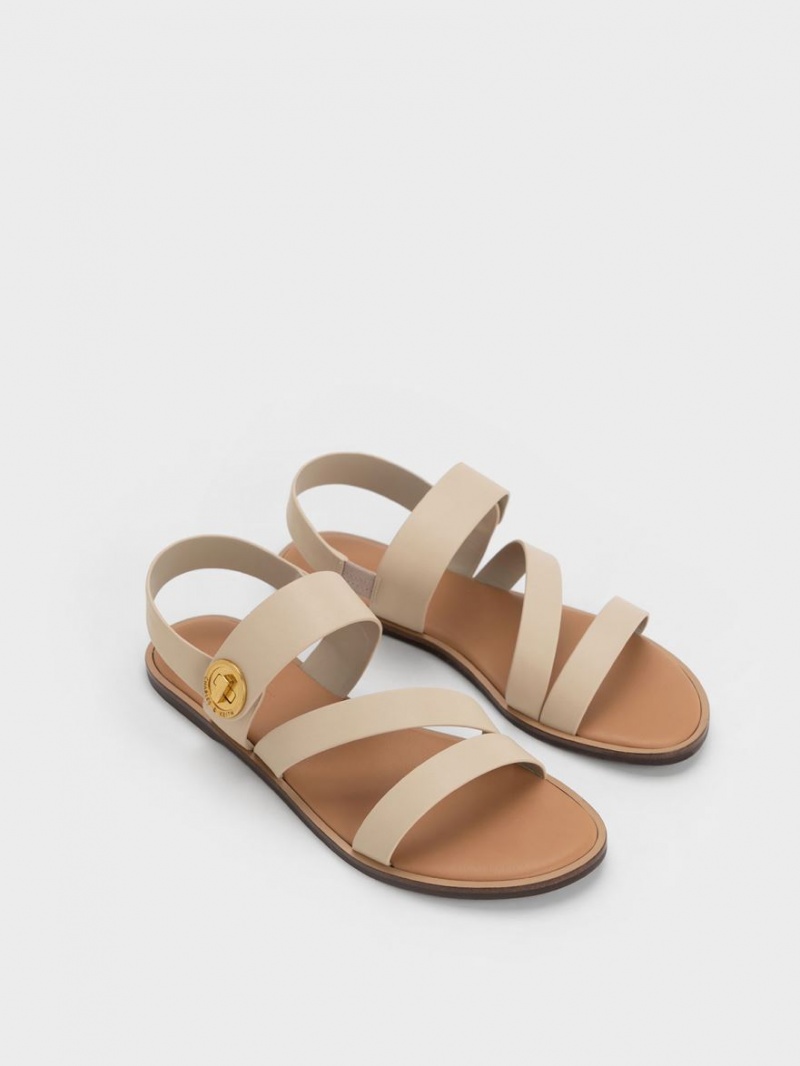 Charles & Keith Yara Asymmetric Sandaler Med Reim Beige | QUACY4852