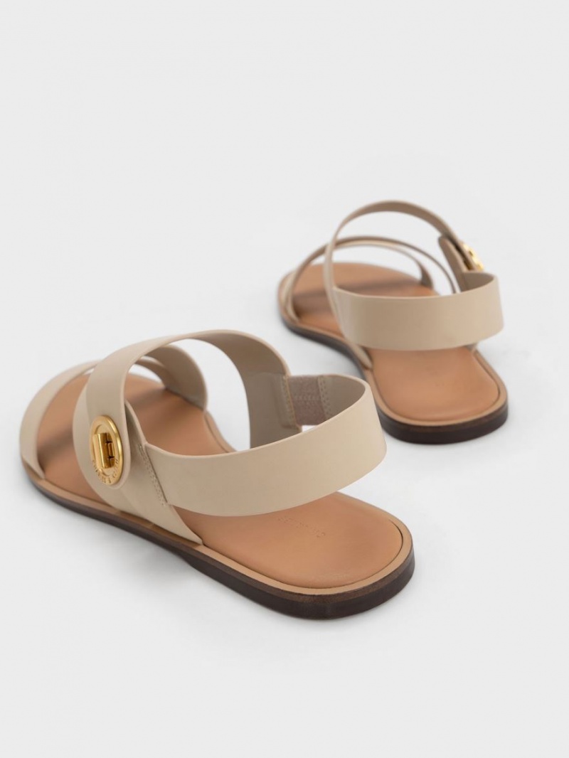 Charles & Keith Yara Asymmetric Sandaler Med Reim Beige | QUACY4852