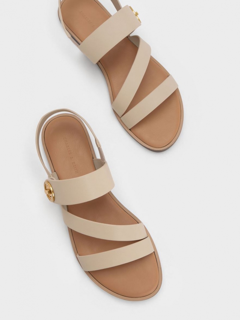 Charles & Keith Yara Asymmetric Sandaler Med Reim Beige | QUACY4852