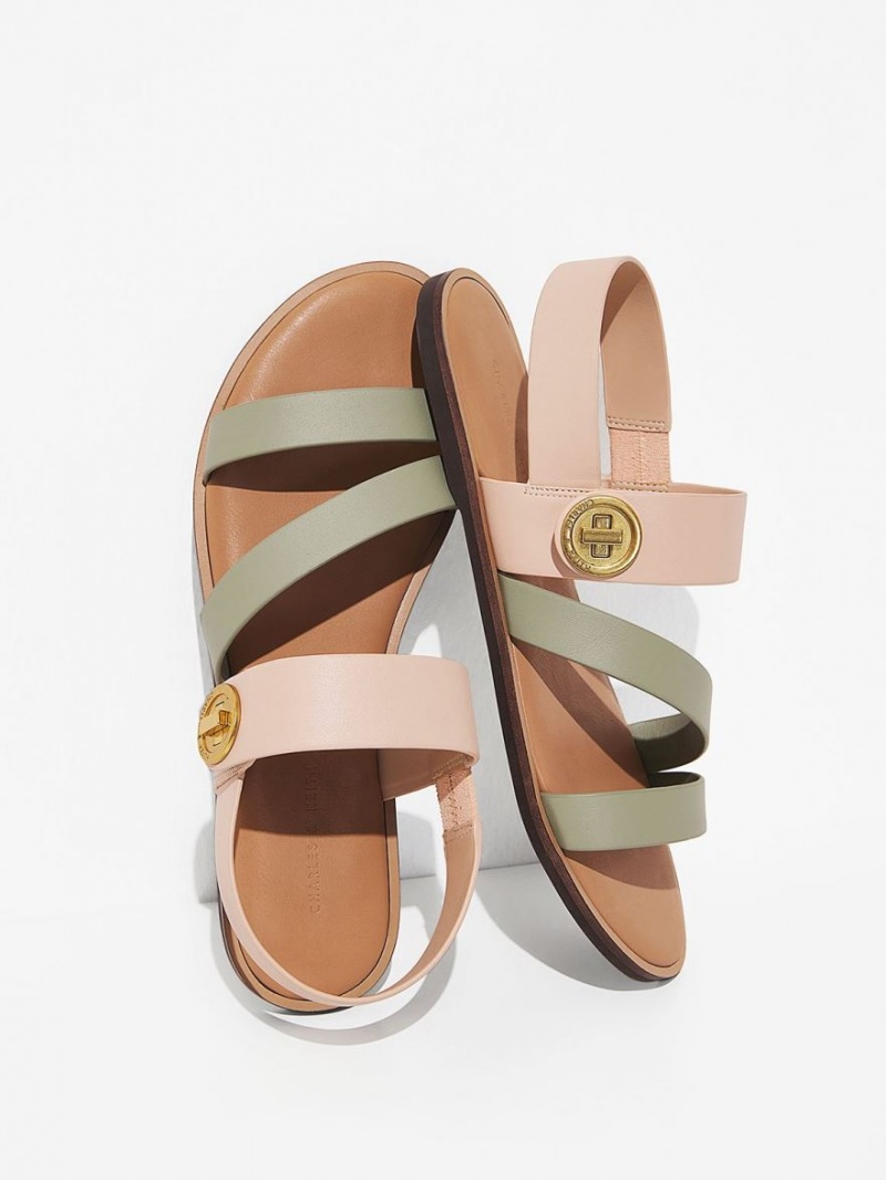 Charles & Keith Yara Two-Tone Asymmetric Sandaler Med Reim Beige | AFVPH9715