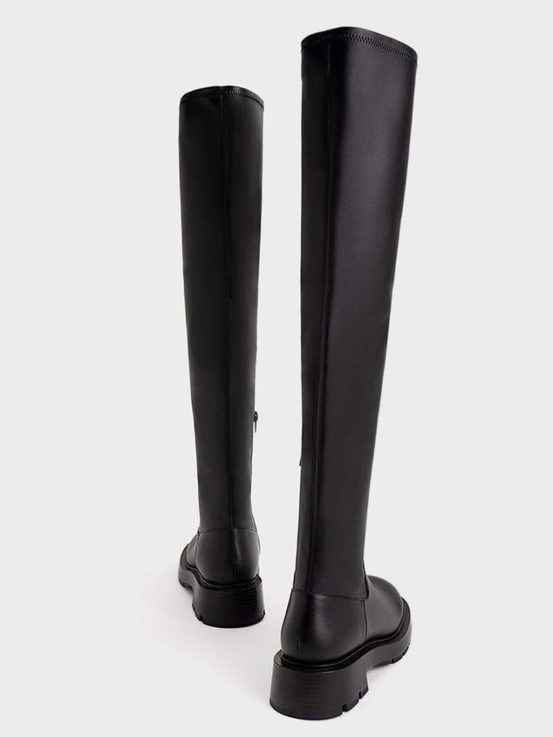 Charles & Keith Zip-Up Thigh Høye Støvletter Svarte | QBNKY8794