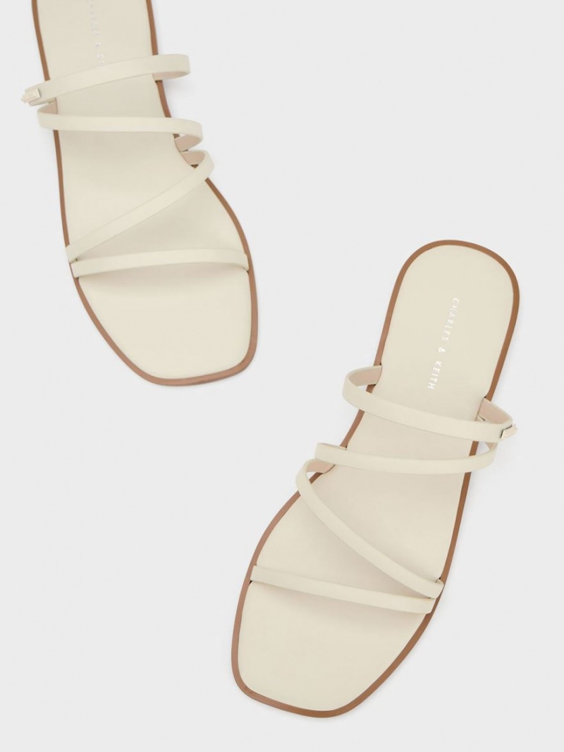 Charles & Keith lliana Strappy Slidesandaler Hvite | NVBCP2094